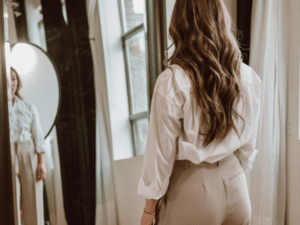 Women looking in a mirror
