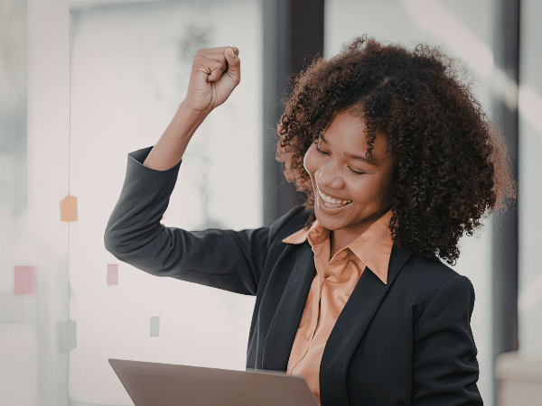Business Woman Celebrating